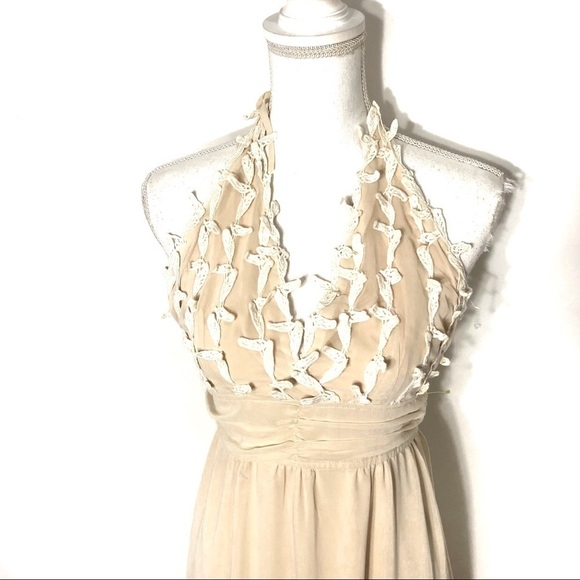 Tea & Cup Olivia Chiffon Dress NWT Small Ivory Women’s Cream Maxi Formal - Picture 3 of 8